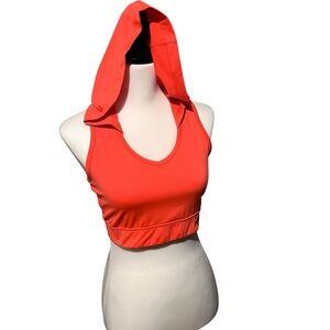 Athletic Works Coral Pink Hooded Cropped Sports Bra Tank Top Women's Activewear